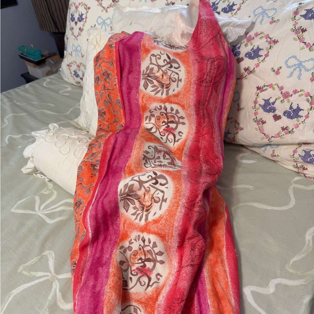 Vibrant Pink and Orange Lined Dress